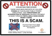Warning sign. Advising readers not to pay bill to scammers