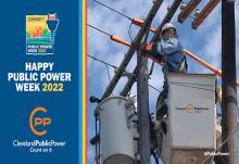 A CPP lineman works on overhead lines.